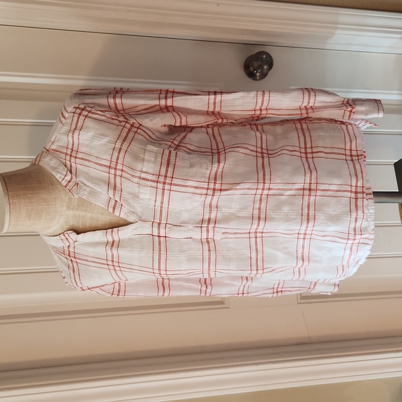 Style & Co. Tops - White and Orange Long Sleeve V-neck Flannel Blouse